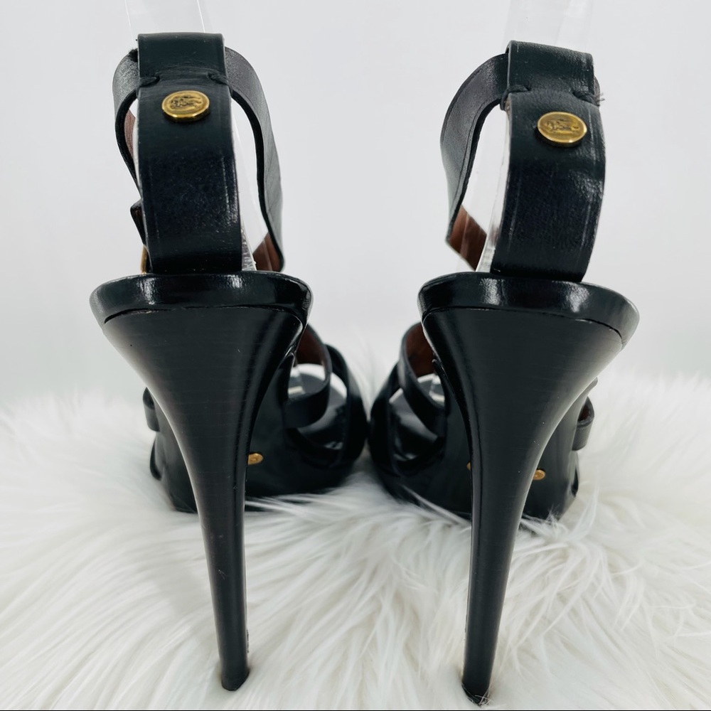 Burberry Bridle Huntley Black Platform Heel Sandals - Picture 5 of 16